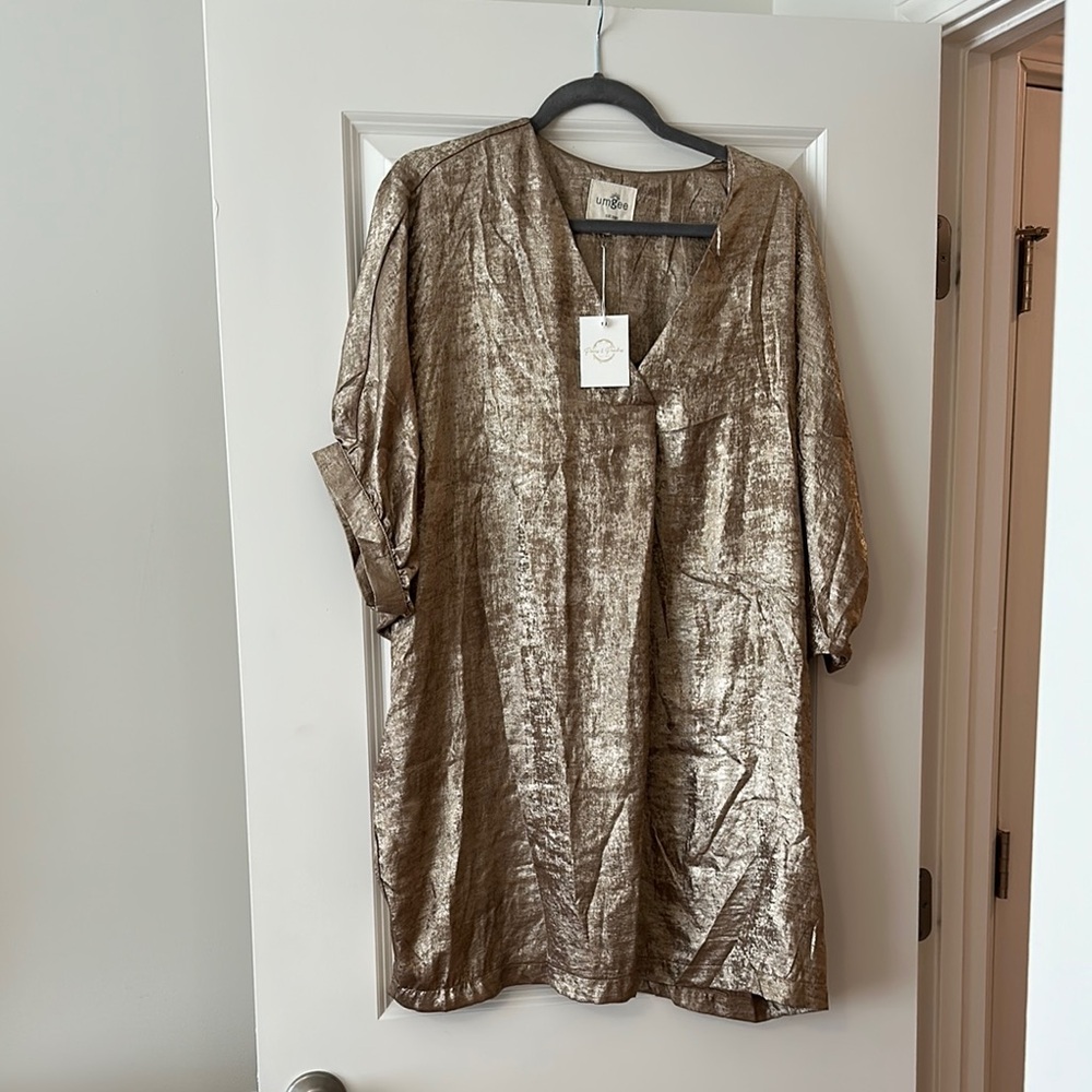 Metallic Gold Tunic Dress